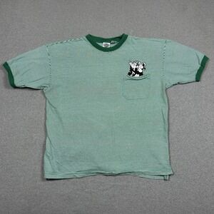 Vintage ACME Pepé Le Pew Embroidered Ringer T Shirt Mens XL Green Striped 94'